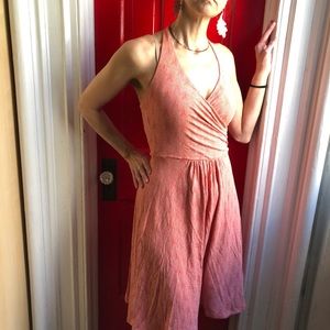 Boden Light Orange & White Halter Dress